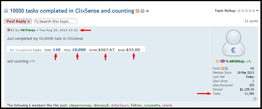 online tasks for money- Clixsense success
