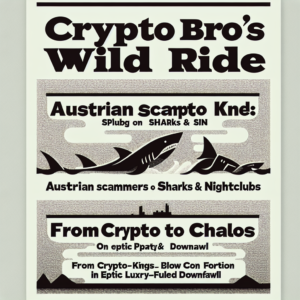 Here are some 70-character catchy titles:"Crypto Bros' Wild Ride: Austrian Scammers Splurge on Sharks, Sex & Nightclubs""Austrian Crypto Kings Blow Fortune on Sharks & Sin in Epic Party Scandal""From Crypto to Chaos: Austrian Scammers' Luxury-Fueled Downfall"