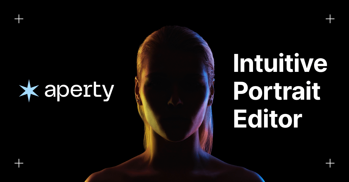 Aperty banner. The banner writes "Intuitive Portrait Editor"