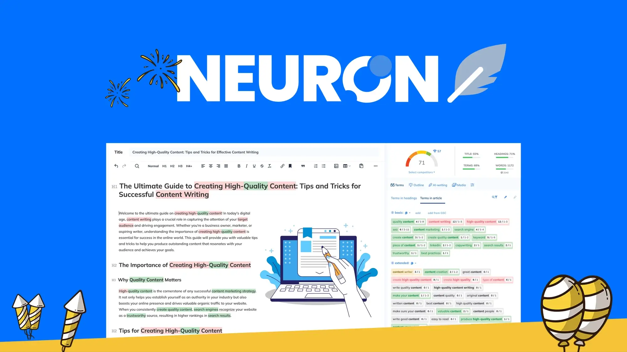 Neuronwriter screenshot of content editor