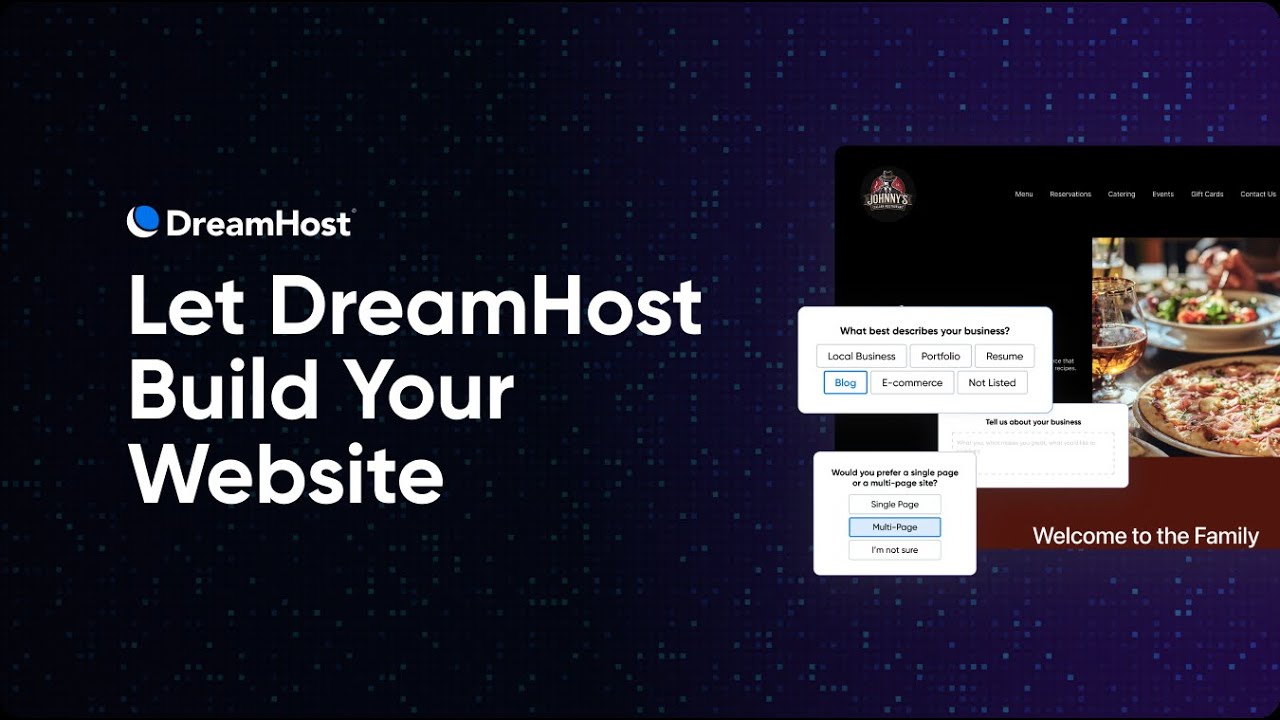 Dreamhost free website promo.