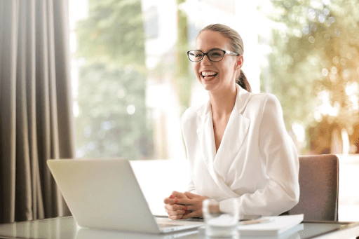 a white woman working from home (1)
