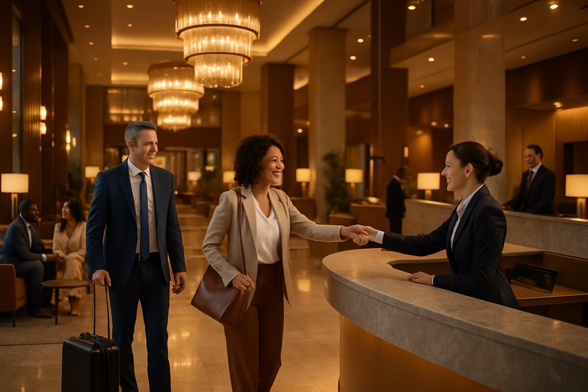 Guests at a luxury hotel