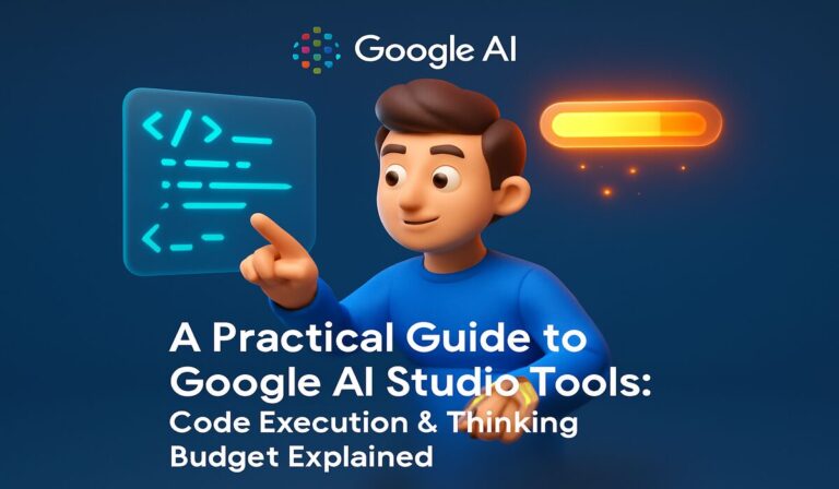 A 3D figurine representing Google AI Studio tools, code execution, and thinking budget.