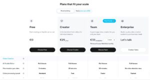 Screenshot of HeyGen's pricing plans