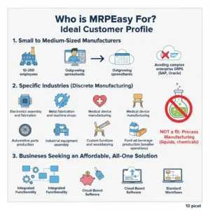 Infographic showing the ideal customer profile of MRPEasy Software
