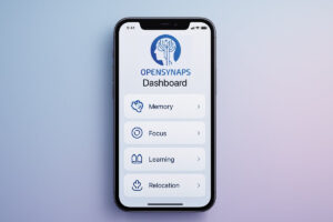 smartphone mockup image displaying the Opensynaps app interface