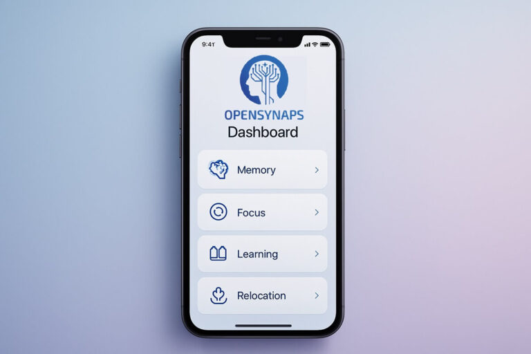 smartphone mockup image displaying the Opensynaps app interface